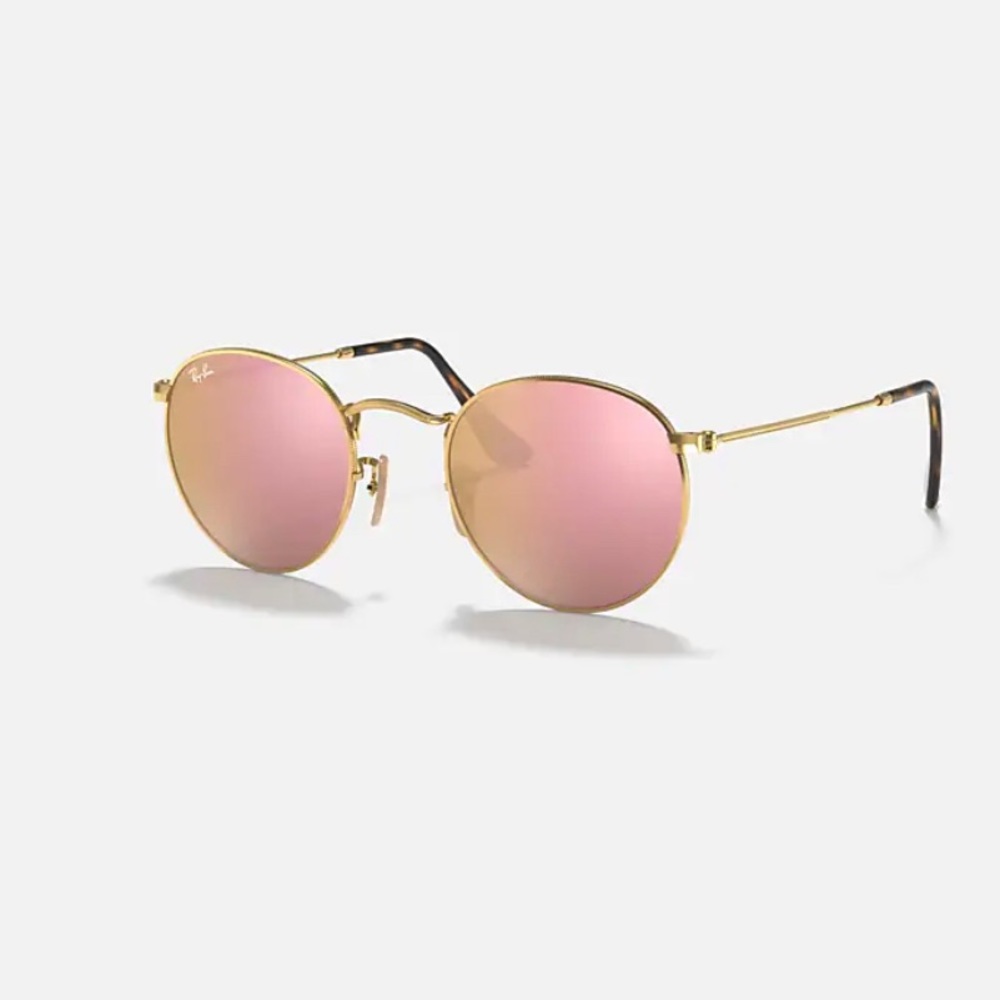 Ray Ban pink/gold flat round sunglasses like new